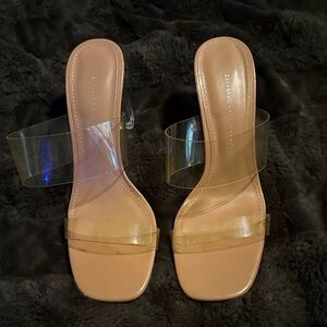 Zara Tan Heels with Transparent Straps